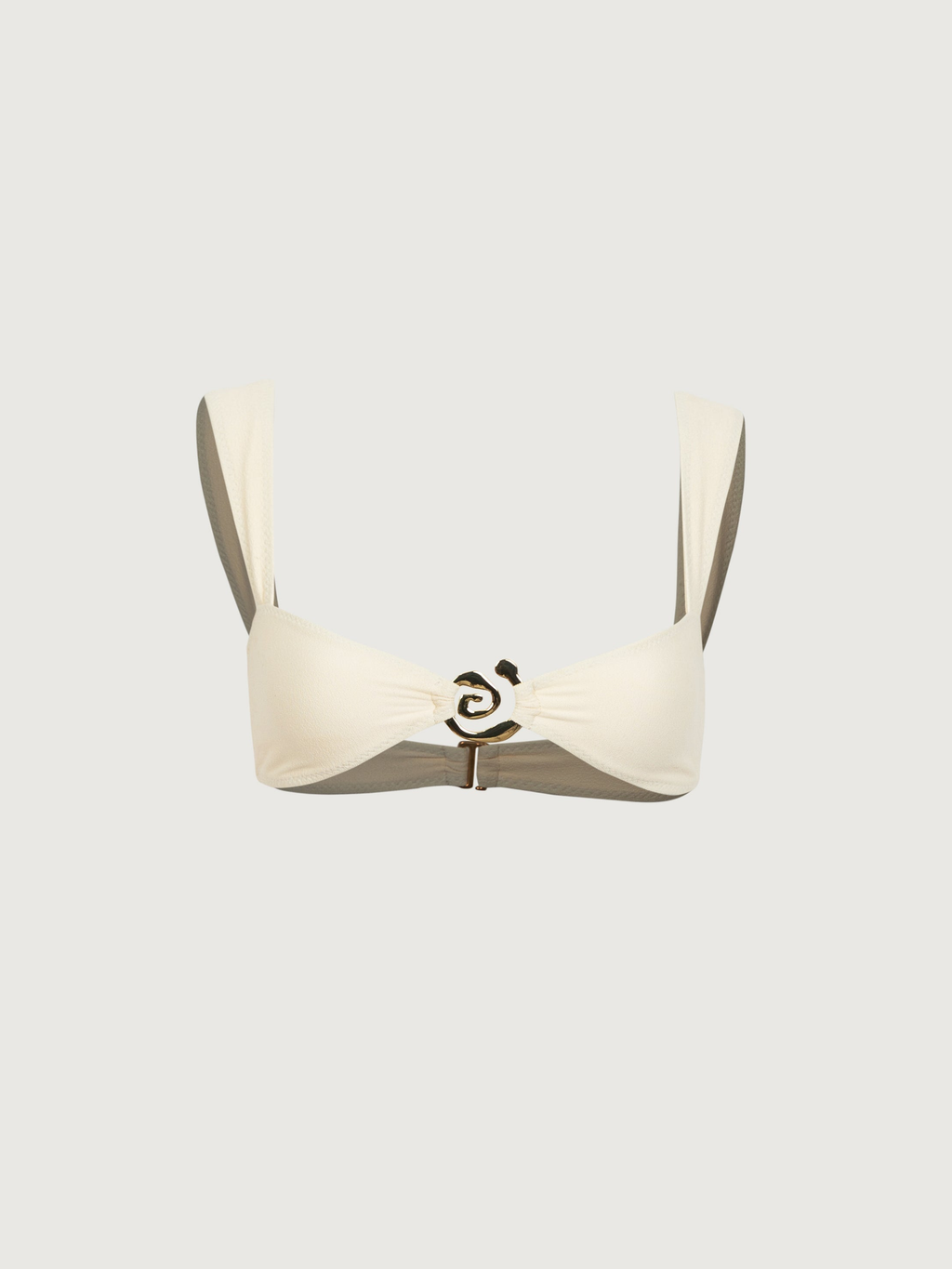 Metal Detail Bandeau Bikini Set in Cream — Svelte Chic