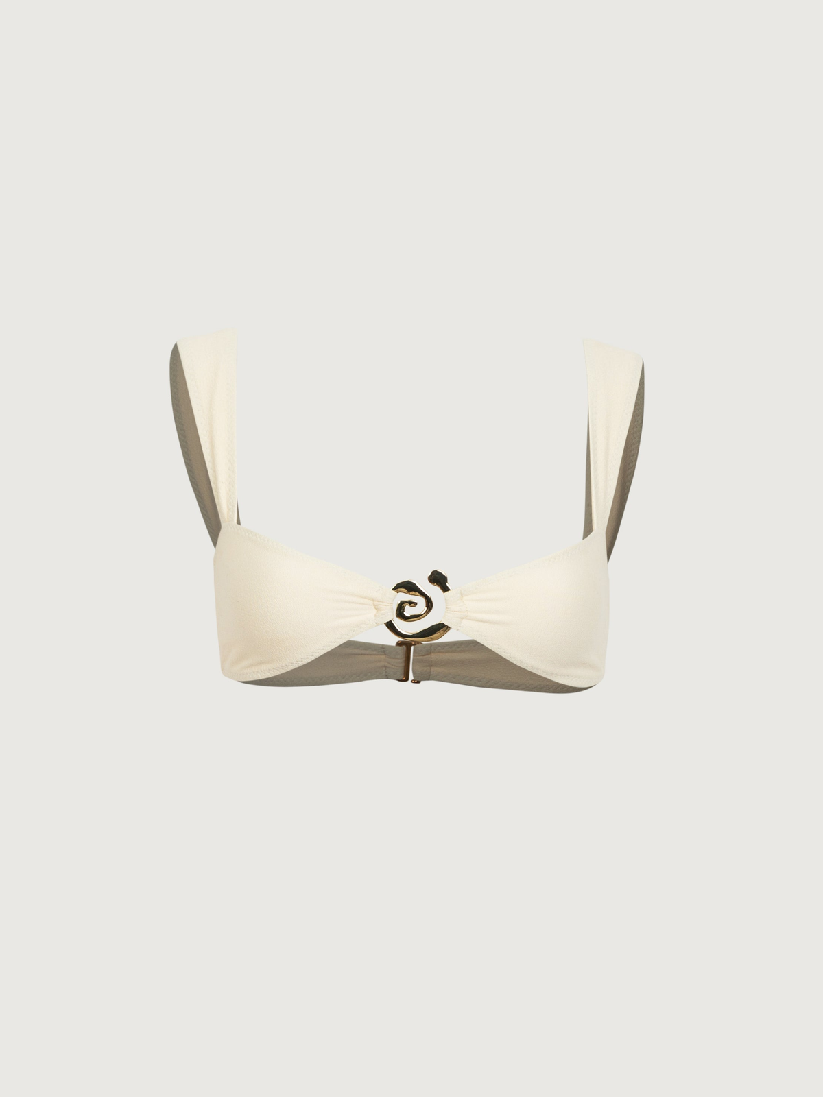 Metal Detail Bandeau Bikini Set in Cream — Svelte Chic