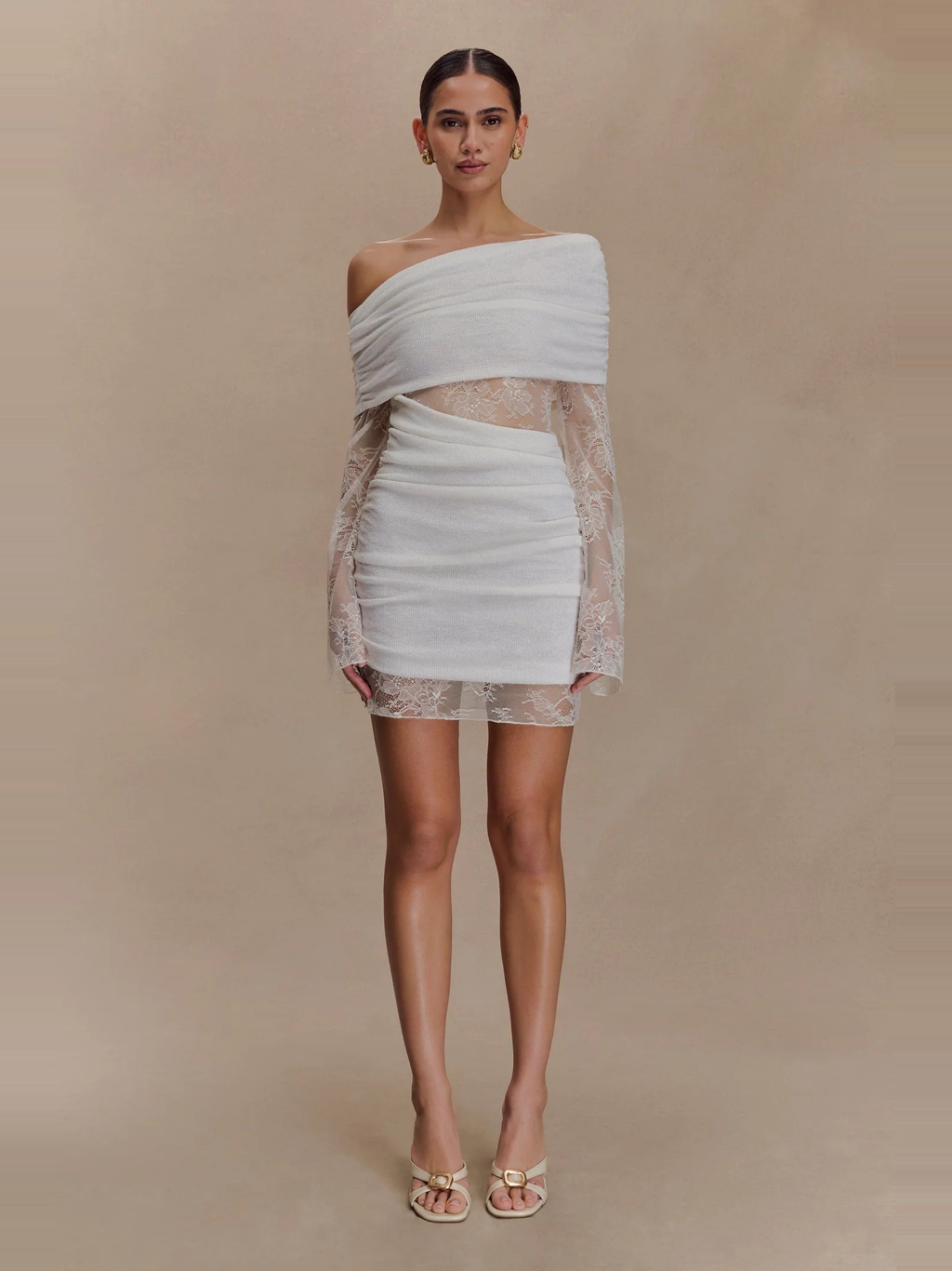 One Shoulder Lace Cutout Mini Dress — Svelte Chic
