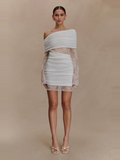 One Shoulder Lace Cutout Mini Dress — Svelte Chic