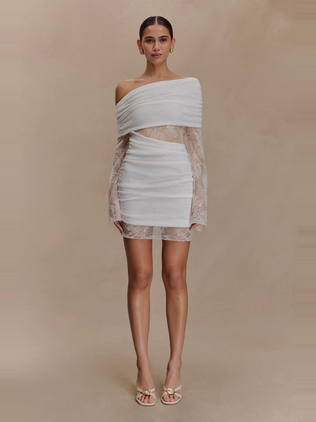 One Shoulder Lace Cutout Mini Dress — Svelte Chic
