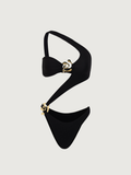 One Shoulder Swimsuit in Black and Cream in Black — Svelte Chic