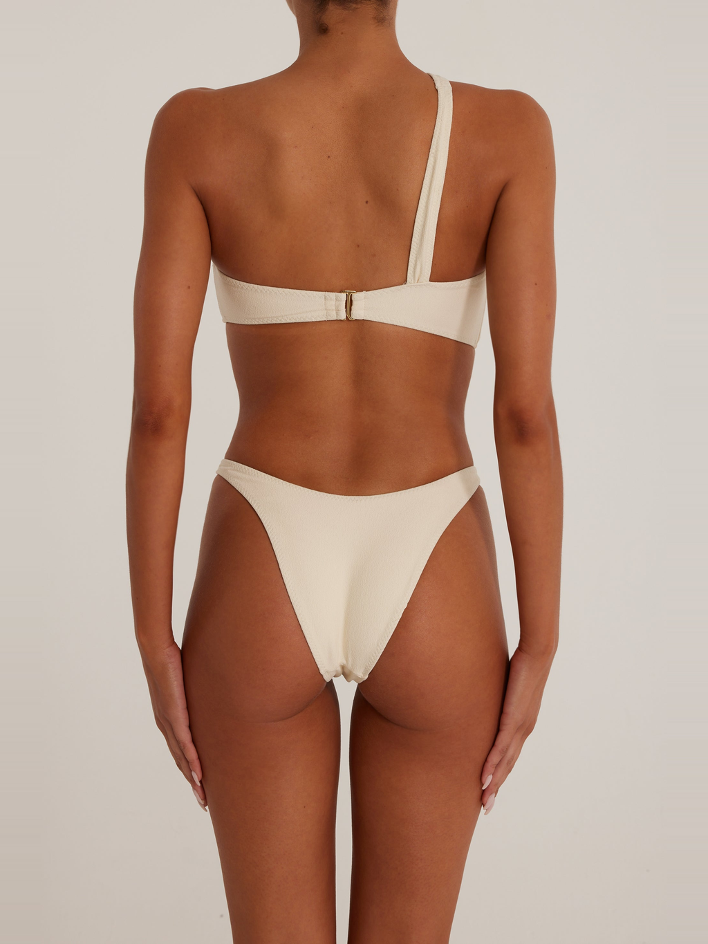 One Shoulder Swimsuit in Black and Cream — Svelte Chic