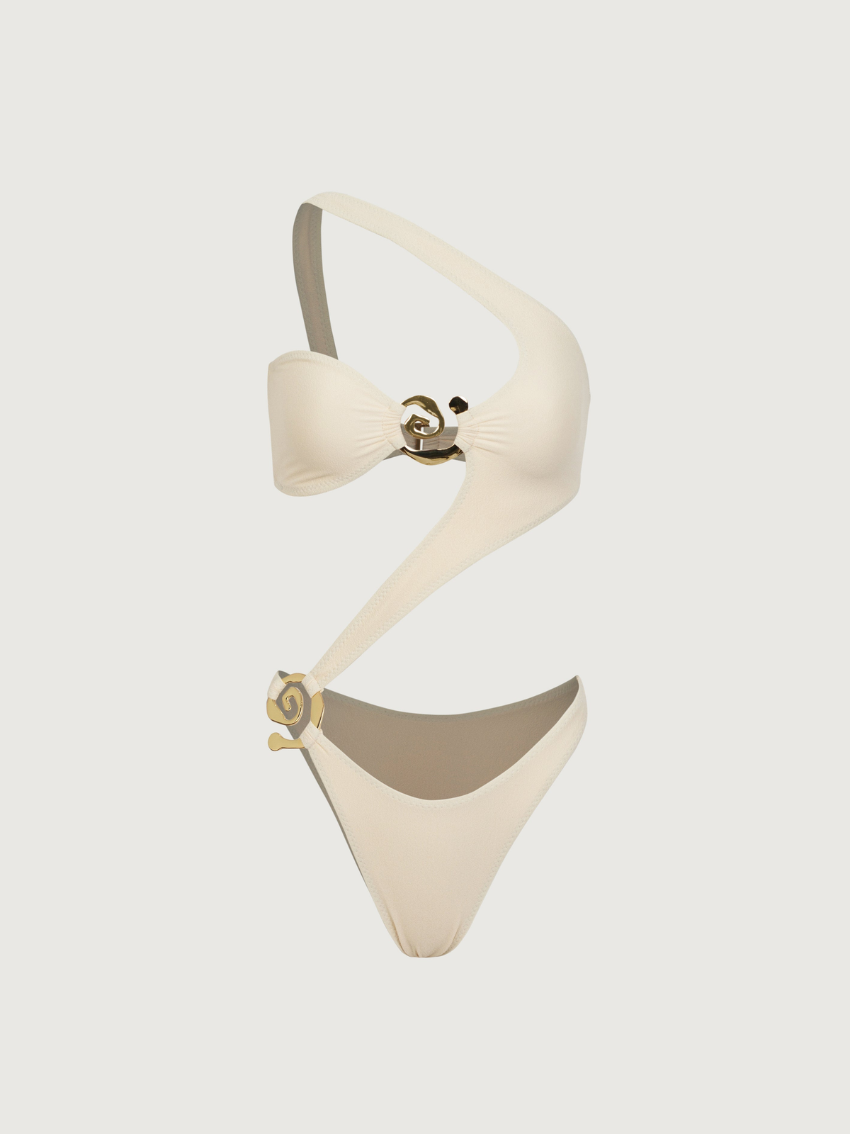 One Shoulder Swimsuit in Black and Cream in Cream — Svelte Chic