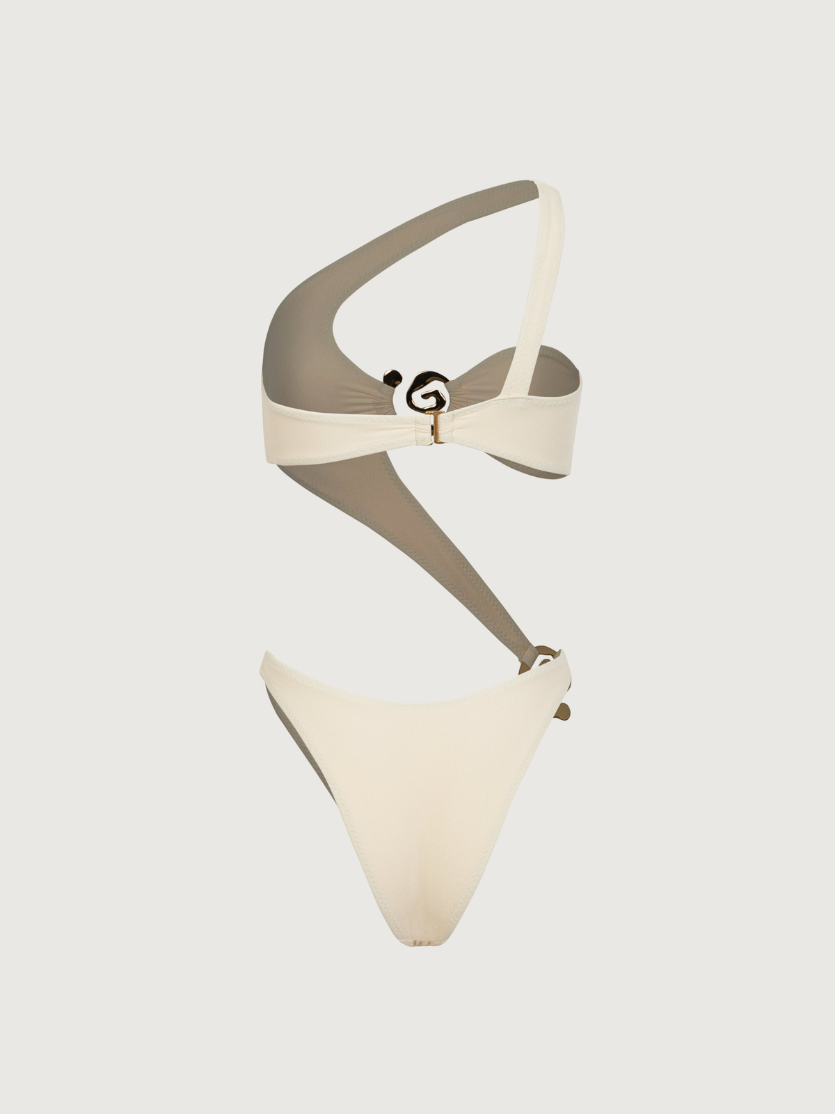 One Shoulder Swimsuit in Black and Cream — Svelte Chic