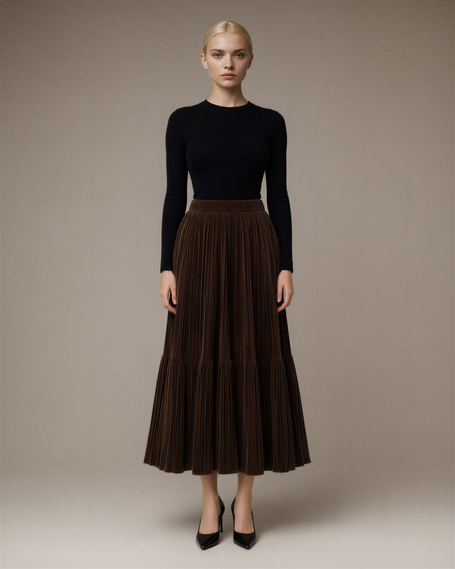 Vesta Plisse Velvet Skirt