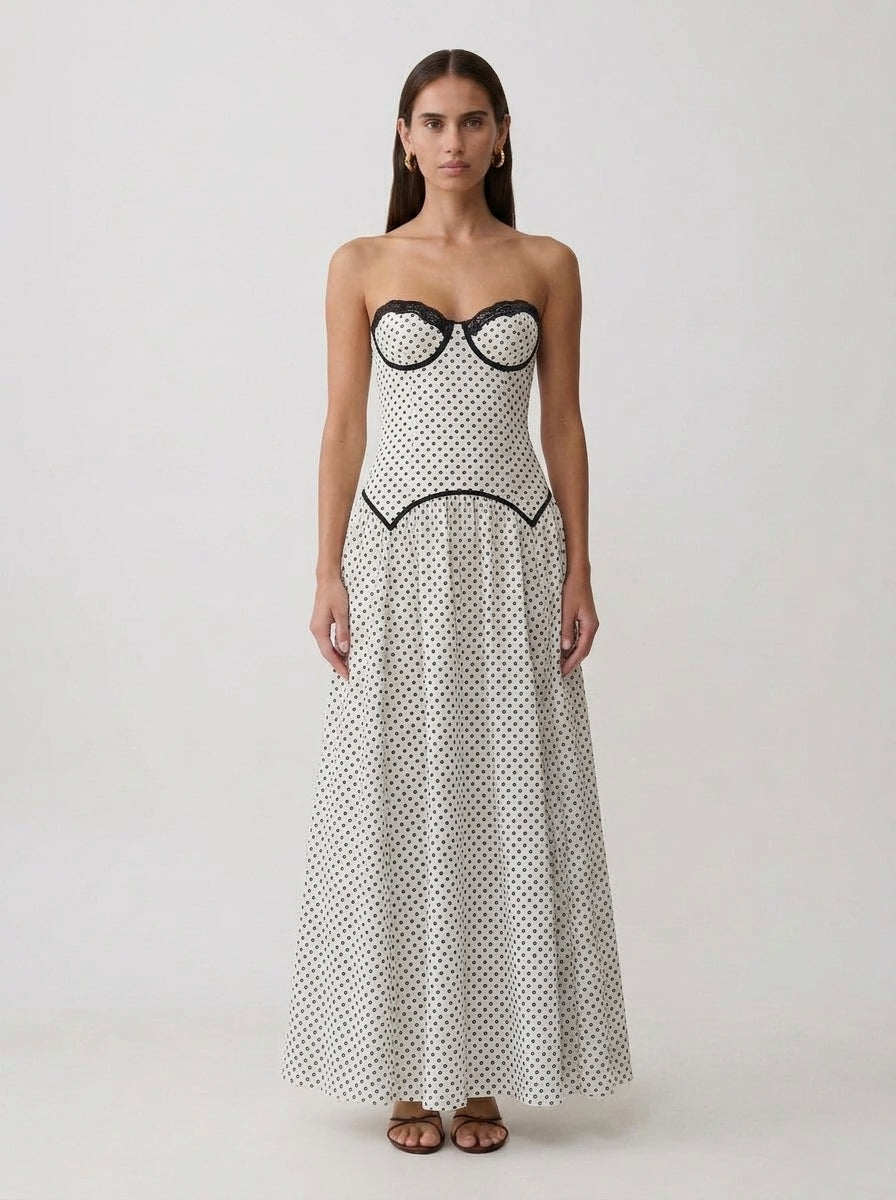 Larissa Polka Dot Chiffon Maxi Dress — Svelte Chic