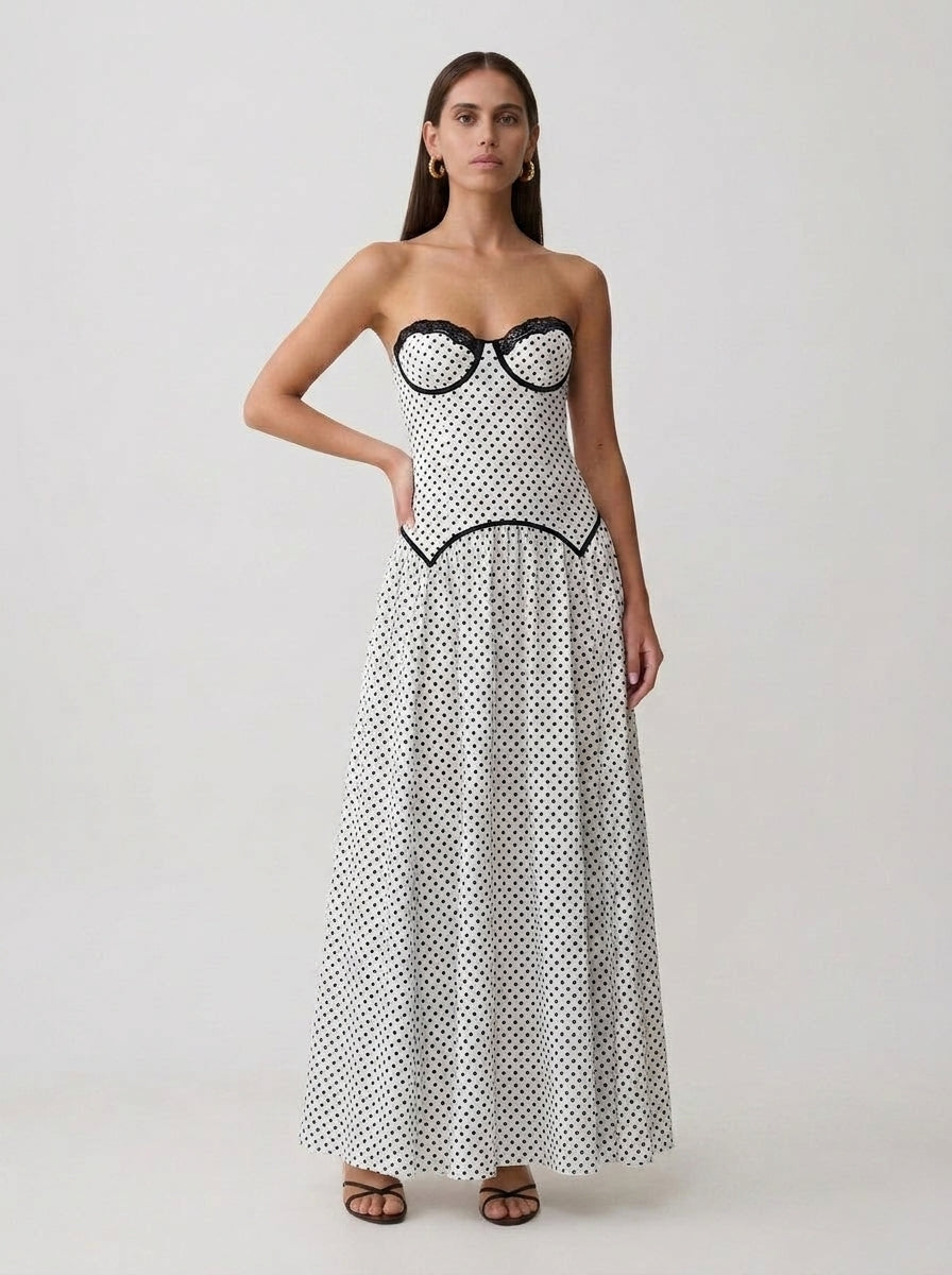 Larissa Polka Dot Chiffon Maxi Dress — Svelte Chic