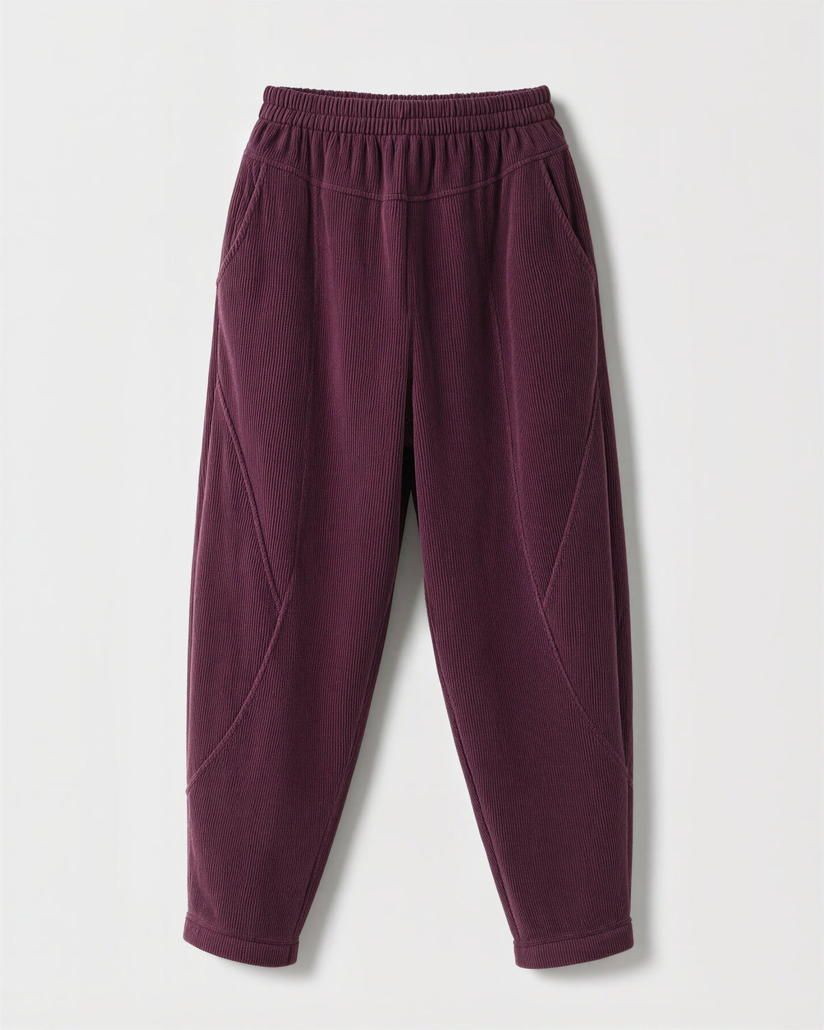 Zoe Elasticated Waist Corduroy Harem Trousers, plum, product view without a model