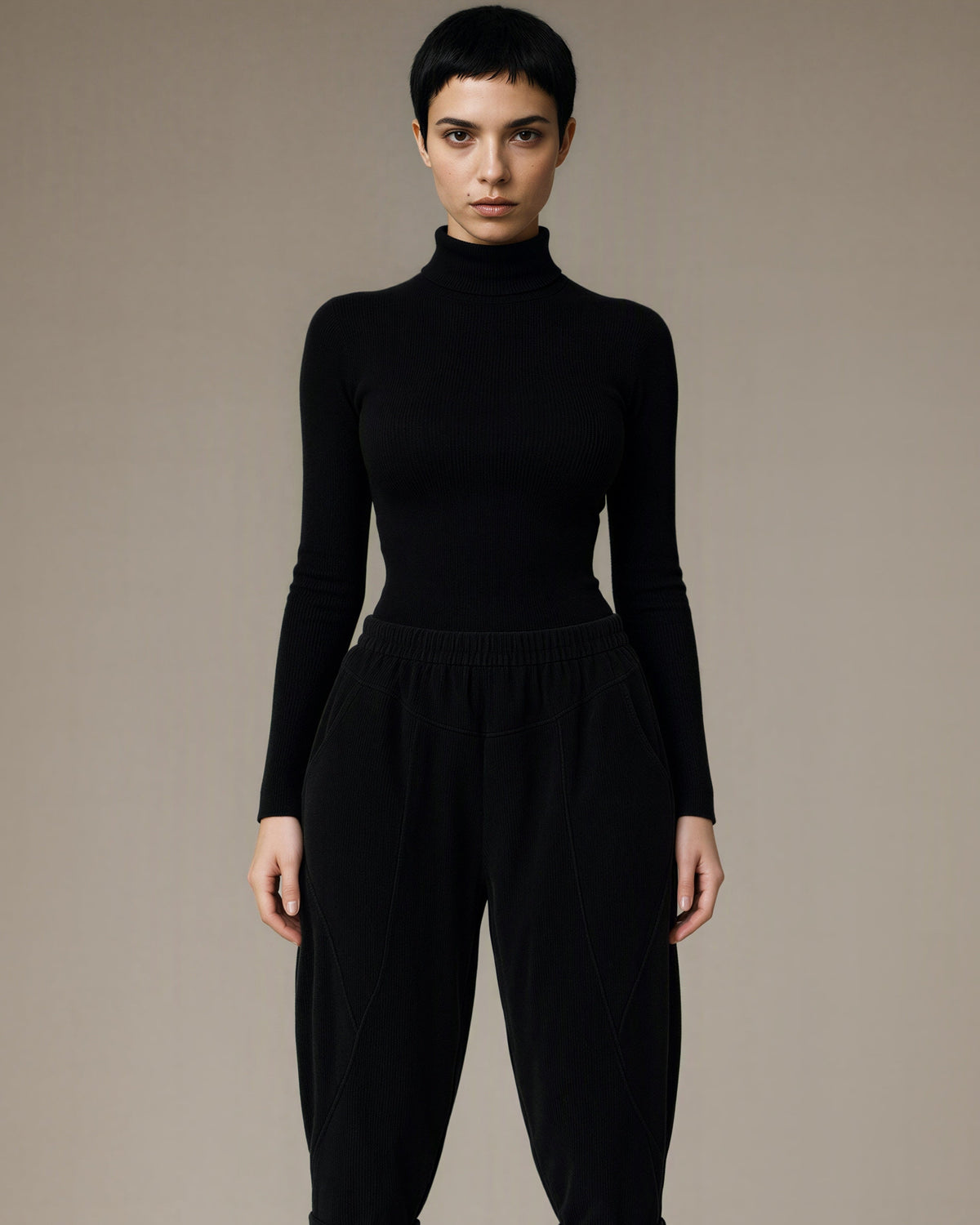 Zoe Elasticated Waist Corduroy Harem Trousers, black color option
